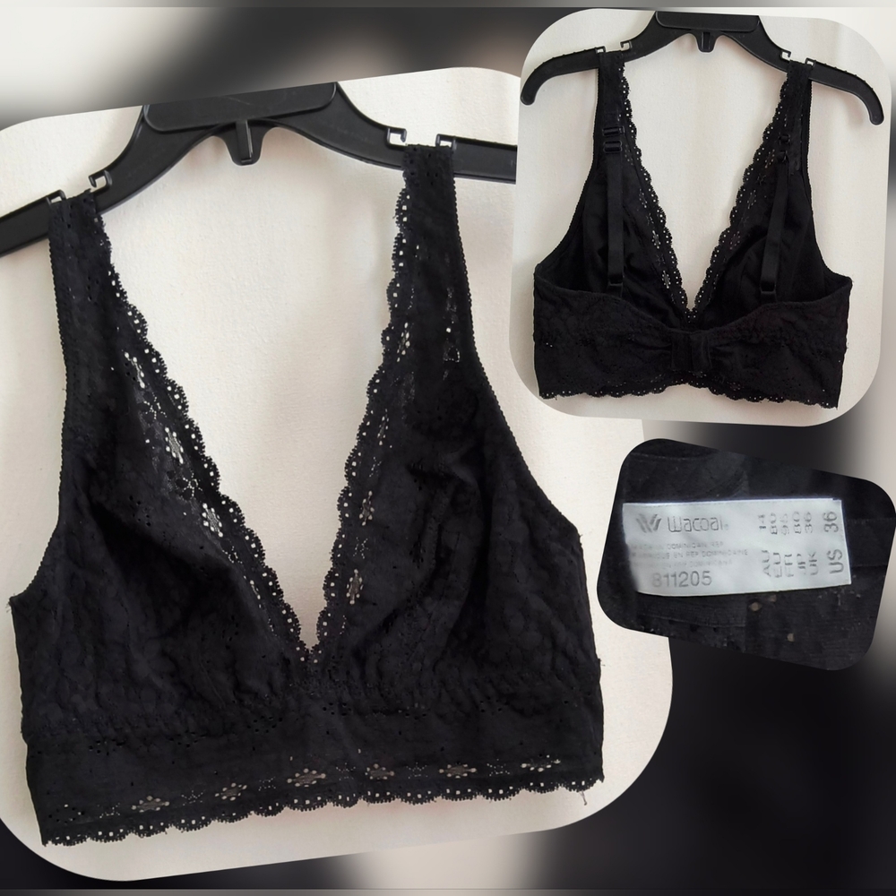 Wacoal Elegant Black Lace Bralette Size 36
